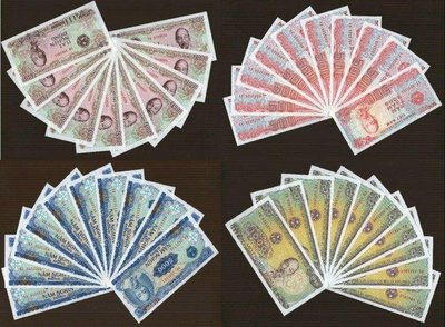 越南紙鈔 500,1000,2000,5000元，4種面額各 10張／總共40張，全新無折