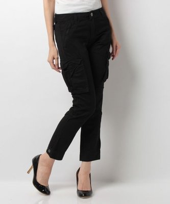 全新 日本百貨品牌Duras ambient 黑色修身口袋窄版八分工作褲
