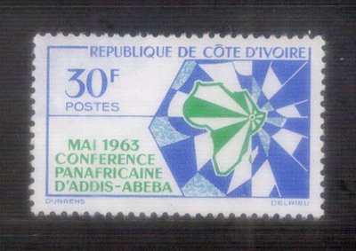 【珠璣園】R101 非洲郵票 - 象牙海岸 1963年 非洲領袖會議 1全