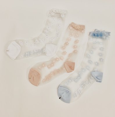 lizlisa LIZ LISA透膚小花短襪日本LIZ日系白色粉色藍色日本製.全新