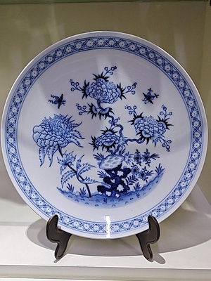 【二手】德國梅森meissen經典手繪石板藍中式青花掛盤: 古董 老貨 收藏 【古物流香】-1564