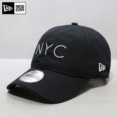 現貨優選#NewEra帽子韓國代購新款9FORTY軟頂大標NYC鴨舌帽MLB棒球帽黑色潮簡約