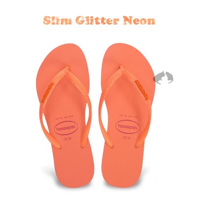 havaianas 2023新品 Slim Glitter Neon 珊瑚橘 女款 夾腳拖 人字拖 -阿法.伊恩納斯