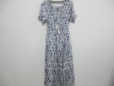 專櫃品牌 Abito 藍底花朵紡紗棉質洋裝