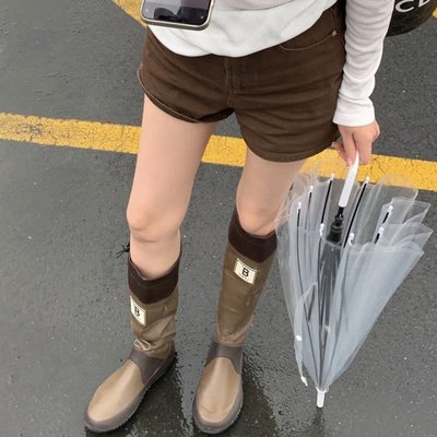 日本野鳥協會雨靴子女夏騎士靴百搭復古長筒靴戶外防水雨鞋觀鳥靴