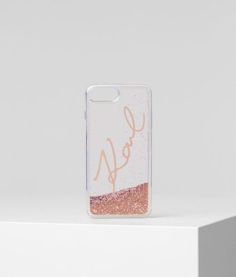 【折扣預購】正品KARL LAGERFELD金色logo酒紅亮片透明感軟質 iPhone 8 plus手機殼 i8+
