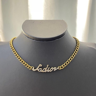 法國時尚精品Dior迪奧J'adore水鑽字母簡約古銅色短項鍊 頸鍊 手鍊 代購