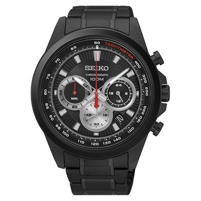 【金台鐘錶】SEIKO 三眼計時 黑灰 鋼帶錶 SSB253 SSB253P1