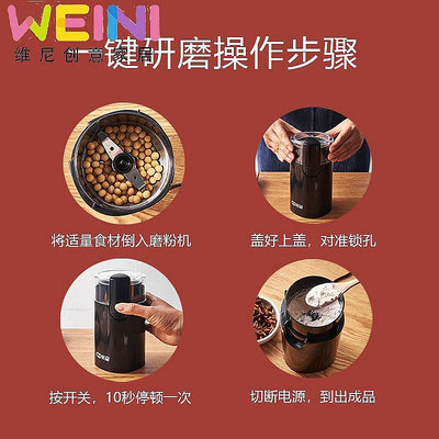 【鄰家Life】110v咖啡豆研磨機小型便攜電動打磨粉機香料干磨機美國台灣小家電