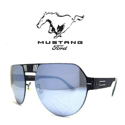 《一元起標無底價》FORD MUSTANG 福特野馬 廣告海報款 輕量化材質 黑色 水銀反光鏡面 薄鋼設計 無螺絲三叉式 彈簧鏡腳 太陽眼鏡 I14 I5 LV