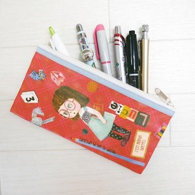 ˙ＴＯＭＡＴＯ生活雜鋪˙日本進口雜貨人氣日本製ECOUTE!美式風格水彩塗鴉童趣女孩圖騰筆袋 收納袋萬用袋(預購)