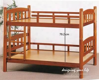 【設計私生活】巴圖3尺柚木色圓柱雙層床台、上下舖、上下床、床架(部份地區免運費)20W