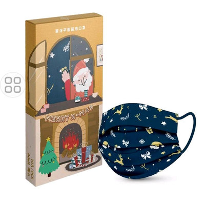 聖誕節設計款 台灣製 薑餅人 聖誕訂叮叮噹聖 成人平面口罩 一盒10入