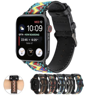 森尼3C-尼龍錶帶於Apple Watch 6 5 4 3 2 1的波西米亞皮革錶帶42Mm 38Mm 40Mm 44M-品質保證