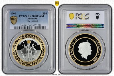 澳大利亞2000年 千禧年-現在 10澳元雙色精制紀念銀幣 紀念幣 評級幣 pcgs評級幣 國外錢幣