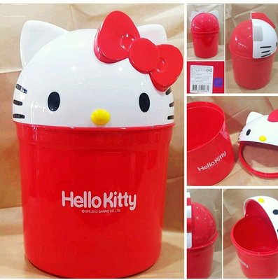 牛牛ㄉ媽*韓國進口正版商品Hello KITTY垃圾桶 凱蒂貓掀蓋垃圾桶 5L大臉紅色款民宿居家