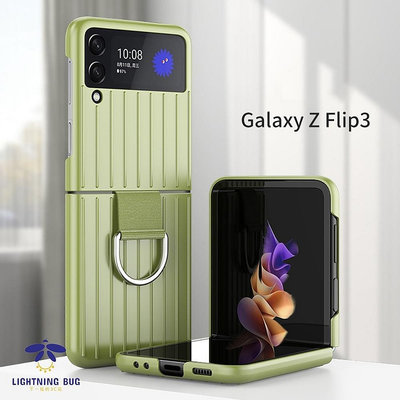 三星 Galaxy Z Flip 3 Zflip3 Flip3 5G 時尚糖果色手提箱折疊保護套, 帶環架防震手機殼套