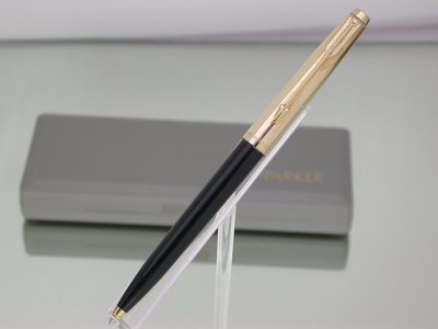 最英國風的派克 全新庫藏 英國製 古董PARKER派克45型K金筆蓋黑桿原子筆.