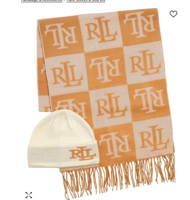 RALPH LAUREN Women's Logo Hat and Wrap Scarf Gift Set 11/19止