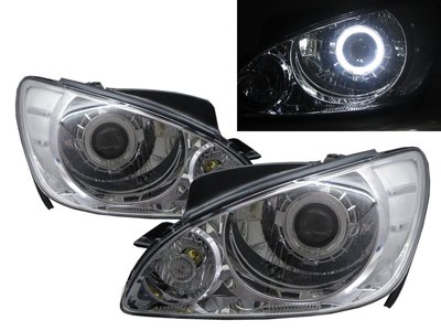 卡嗶車燈 HYUNDAI 現代 Getz/Click 05-11 光導LED天使眼光圈魚眼 大燈 電鍍