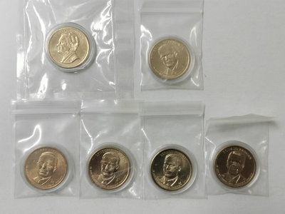 美國總統紀念幣，本標共6枚，每枚1美元。