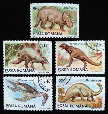 羅馬納(義大利)恐龍Triceratops三角龍劍龍郵票1993年發行特價