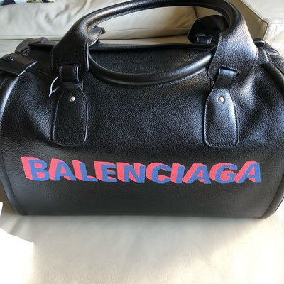 [品味人生]保證全新正品 Balenciaga 黑色 皮革 運動包 旅行包