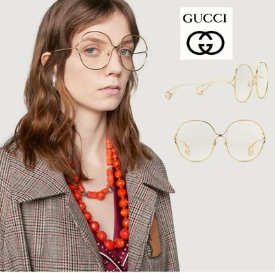 Gucci ►（金屬金色框）oversize 復古貓眼大框框型 眼鏡 光學鏡框 中性款｜100%全新正品｜特價!