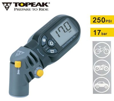 【白鳥集團】TOPEAK SmartGauge D2 電子數位式壓力表 胎壓計(250PSI)~洩壓鈕設計