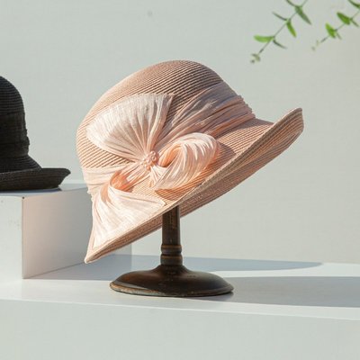 高端真絲麻草帽女可折疊遮陽帽卷邊沙灘帽夏天韓版百搭太陽帽