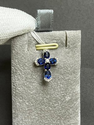 藍寶石 皇家藍 天然寶石 天然鑽石 18K金 墜子 項鍊【Texture & Nobleness 低調與奢華】
