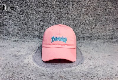 【QUEST】THRASHER OUTLINE DAD CAP 滑板 板牌 藍色 火焰 外框 老帽 彎帽 粉紅