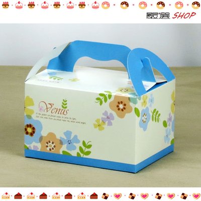 【嚴選SHOP】白色小花 手提餐盒(小) 外帶提盒 蛋糕盒包裝盒 餅乾糖果紙盒 禮品包裝 乳酪盒 婚禮小物【C047】