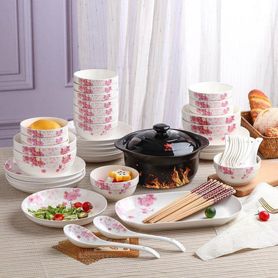 家用組合盤子碗餐具套餐盤碗筷碗家用碗筷碗碟套裝碗盤景德鎮陶瓷