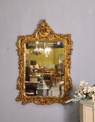【卡卡頌  歐洲古董】Antique! 法國百年 手工 木雕 刷金立體雕刻 鏡/玄關鏡/梳妝鏡/古董鏡 MI0133 ✬