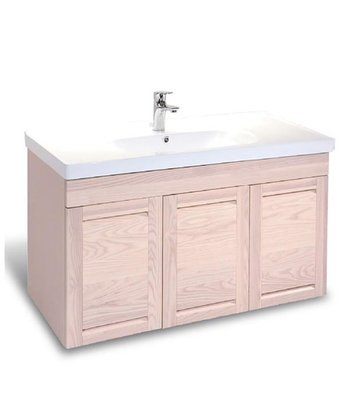 | 楓閣精品衛浴 | 100cm 栓木實木 經典陶瓷面盆 浴櫃組 不含龍頭CD-A-100