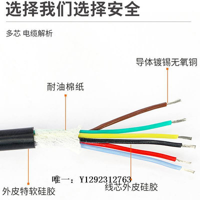 電源線耐高溫多芯電纜線軟硅橡膠護套線電源線導線銅芯YGC5 8芯 0.5平方延長線