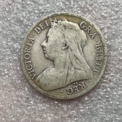 原味1895英國維多利亞批紗半克朗銀幣