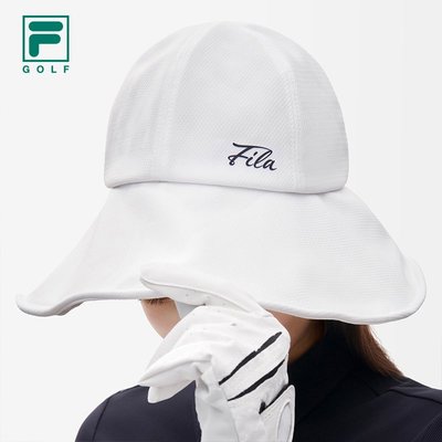 特賣-新品FILA 斐樂帽子女士夏季新款高爾夫運動圓帽大帽檐遮陽帽