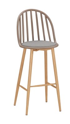 【生活家傢俱】CM-657-5：伊蒂絲棕色吧台椅-中款【台中家具】高腳椅 餐椅 休閒椅 絨布墊+鐵腳 北歐風中島椅