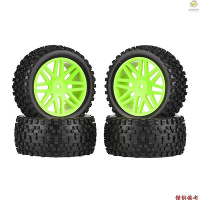4個橡膠輪胎帶輪輞 1:10四驅越野車輪胎 綠色 85mm新款221015-來可家居
