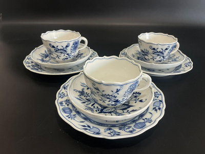 梅森meissen藍洋蔥系列咖啡杯碟，生產于1815—187