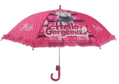 【卡漫迷】 芭比 童傘 小圖粉點 雨傘 Hello Gorgeous 自動傘 直立傘 Barbie 洋娃娃 按壓 花邊