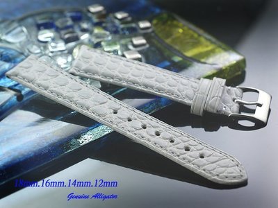 【時間探索】進口純正鱷魚皮高級錶帶灰白色 ( 18mm.16mm.14mm.12mm)