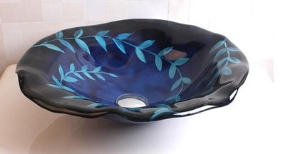 FUO衛浴: 47公分 琉璃款 藝術 強化玻璃碗公盆(B4895) 現貨特價一組哦