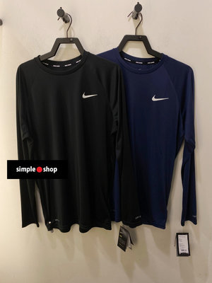 【Simple Shop】NIKE SWIM 防曬 運動長袖 游泳 海攤 抗UV 排汗長袖 黑色 深藍 NESSA587