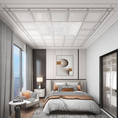 現貨熱銷-科耐特20㎡集成吊頂天花板客廳現代簡約吊頂造型抗污鋁扣板包安裝~特價
