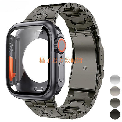 【橘子君の數碼館】升 Ultra 錶殼  鈦錶帶金屬錶帶手鍊兼容 Apple Watch 8 7 6 SE 5 4 4445mm 更
