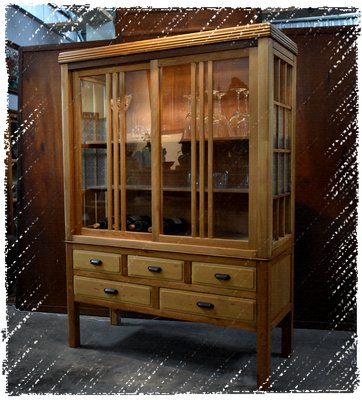 ^_^ 多 桑 台 灣 老 物 私 藏 ----- 朗朗通透的台灣老檜木三面光玻璃櫃