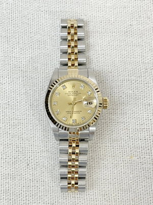 《和鑫名錶珠寶》ROLEX 勞力士  69173  原裝金色十鑽面盤   經典女錶 錶耳無洞